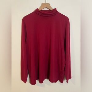 PureJill Pima Cotton Burgundy Relaxed Turtleneck Stretch Women’s Size 2X